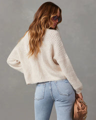 Cream Crochet Knit Sweater