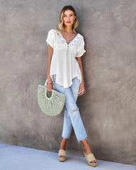 White Lace Paneled Top
