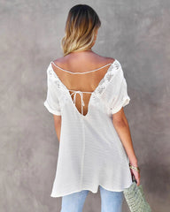 White Lace Paneled Top
