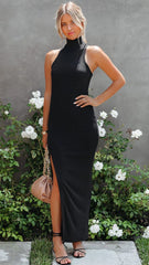Black High Slit Maxi Dress