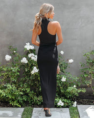 Black High Slit Maxi Dress