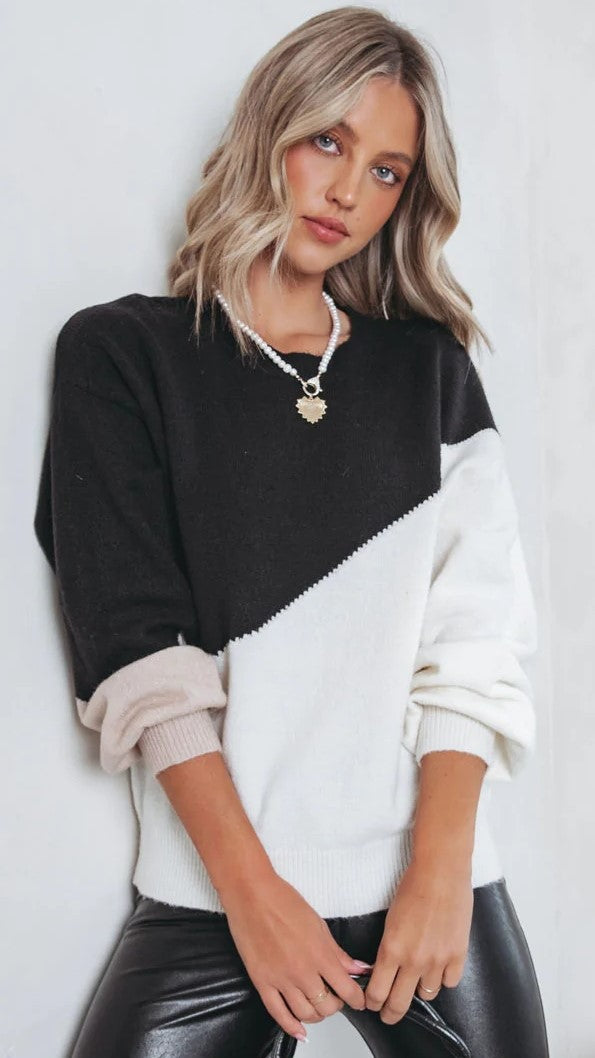 Black White Knit Sweater