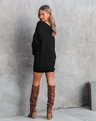 Black Slouchy Knit Sweater Dress