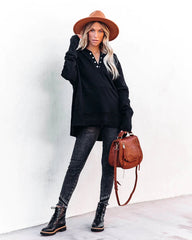 Black Oversized Hooded Sweatshirt