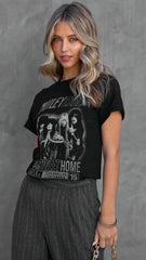 Black Graphic Short Sleeves Tee