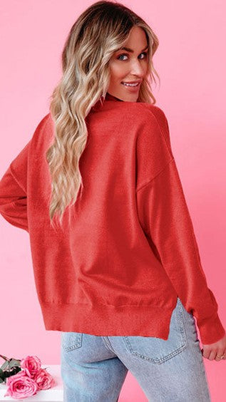 Red Lips Print Knit Sweater