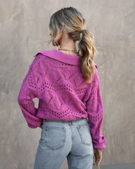 Purple Crochet Knit Pullover Top