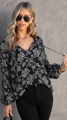 Black Floral Silhouette Blouse