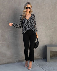 Black Floral Silhouette Blouse