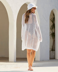 White Crochet Beach Coverup Kimono