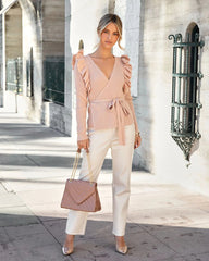 Girly Ribbed Knit Wrap Sweater