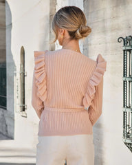 Girly Ribbed Knit Wrap Sweater