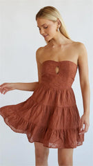 Brown Strapless Mini Dress