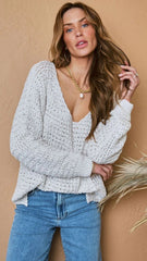 Ivory Crochet Knit Slouchy Sweater
