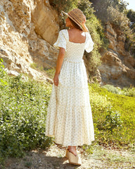 Delicate Yellow Floral Midi Dress