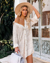 Beige Button Down Shirt Dress