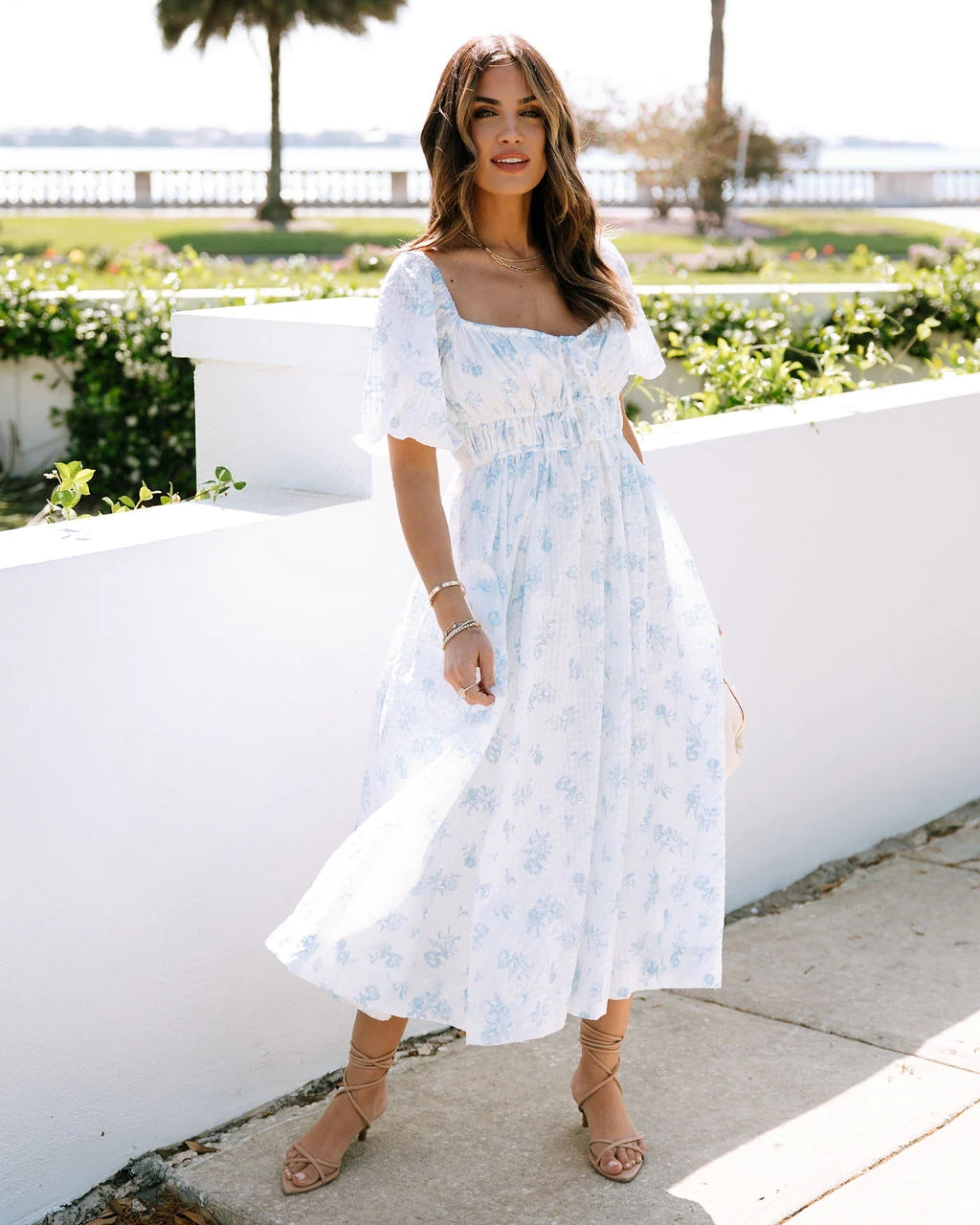 Light Blue Floral Midi Dress – Groovy Mimi