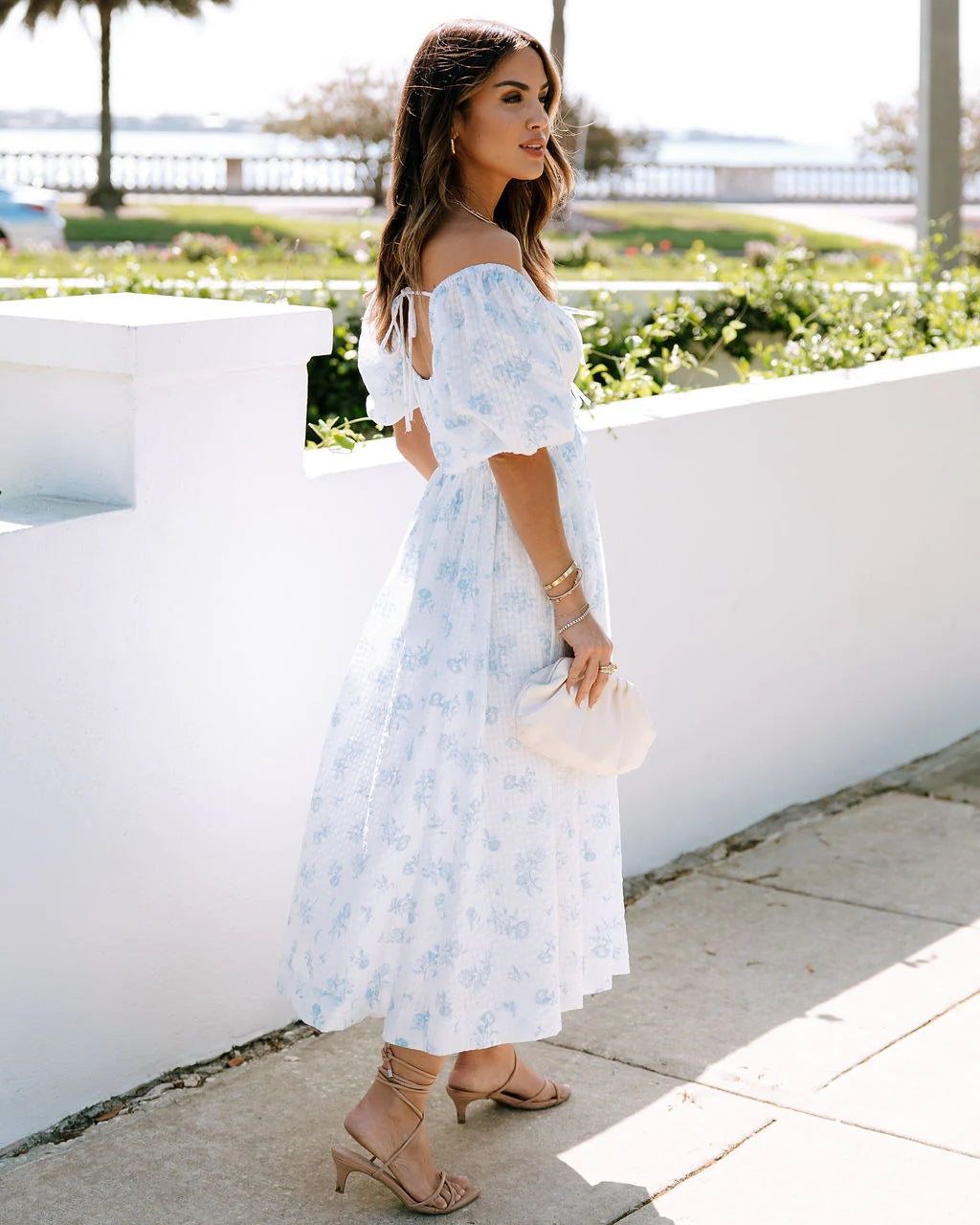 Light Blue Floral Midi Dress – Groovy Mimi