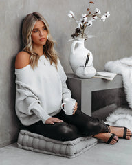 Light Grey Ribbed Knit Sweater