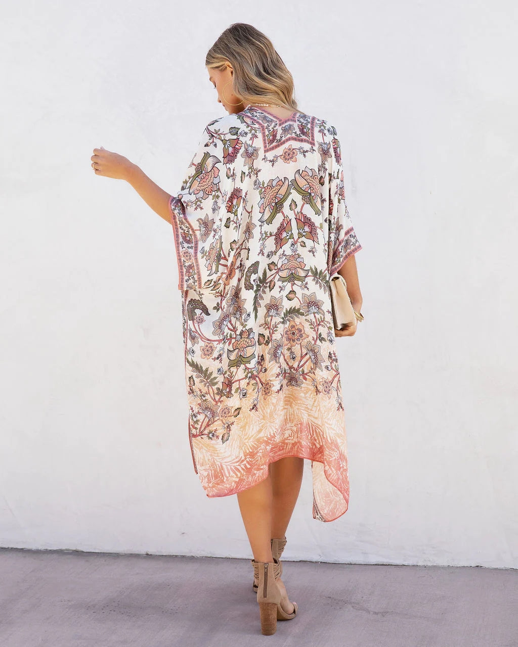 Tribal Floral Beach Coverup Kimono