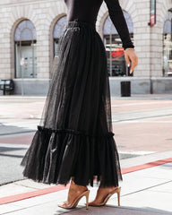 Black Mesh Tulle Maxi Skirt