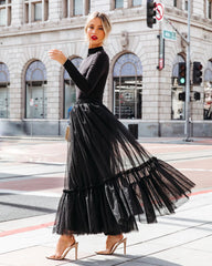 Black Mesh Tulle Maxi Skirt
