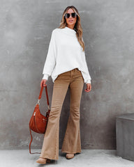 White Boat Neckline Knit Sweater