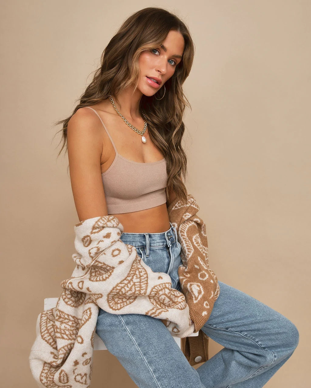 Almond Cami Crop Tank Top