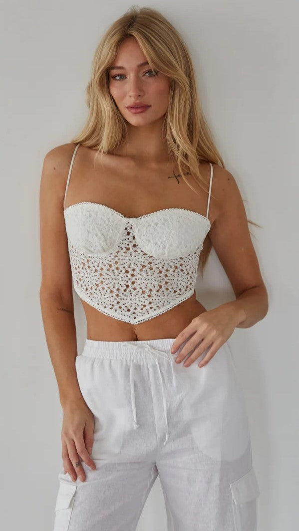 White Lace Crop Top