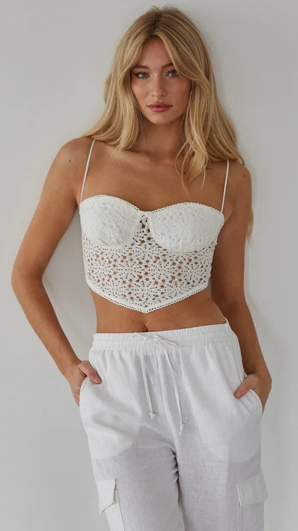 White Lace Crop Top