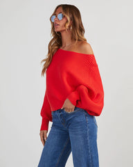 White Ribbed Knit Sweater