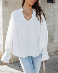 White Front Neck-Tie Blouse