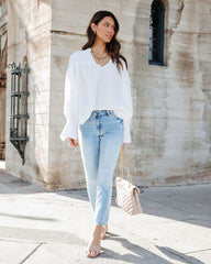 White Front Neck-Tie Blouse