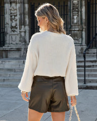 Cream Ribbed Knit Sweater