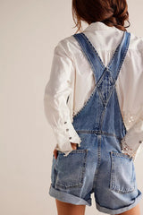 Blue Pockets Denim Shortalls