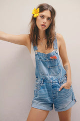 Blue Pockets Denim Shortalls