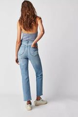 Light Blue Denim Straight Jeans