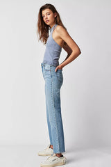 Light Blue Denim Straight Jeans
