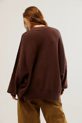 Brown Ribbed Knit Sweater