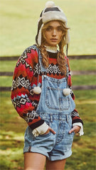 Blue Pockets Denim Shortalls