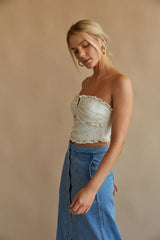 Yellow Floral Bandeau Crop Top
