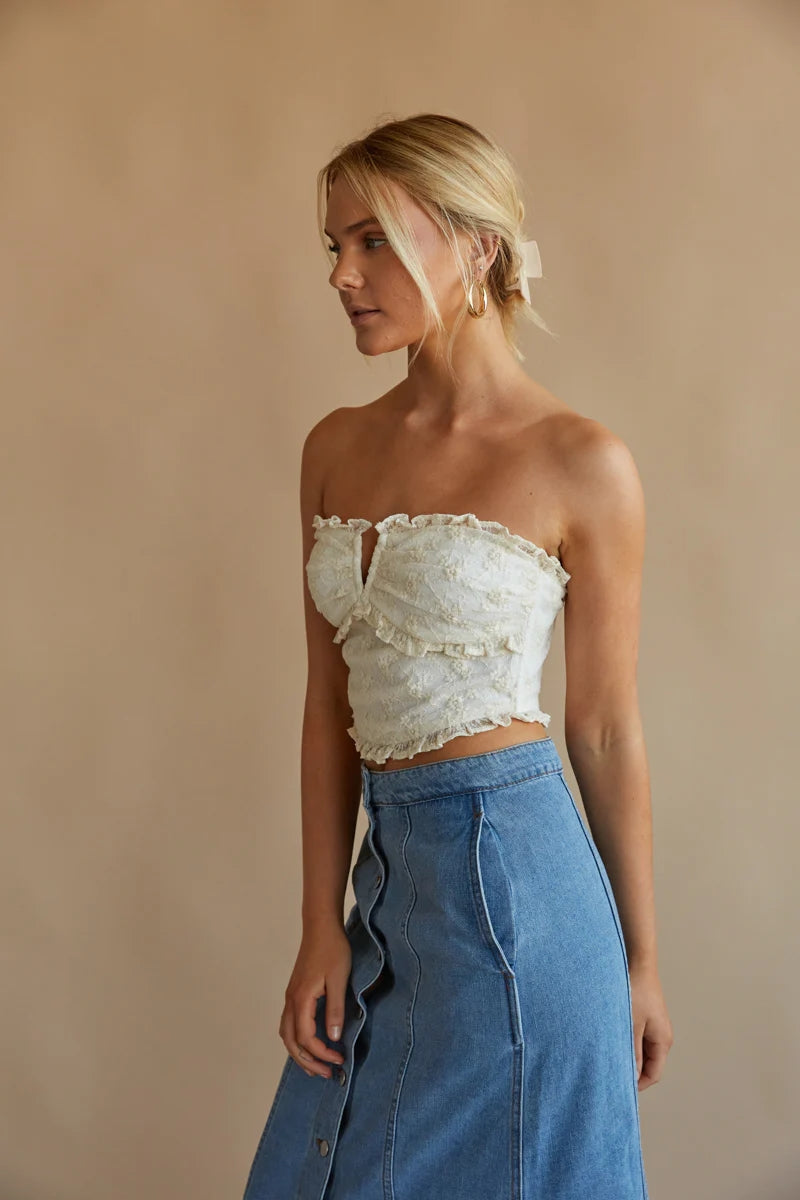 Yellow Floral Bandeau Crop Top