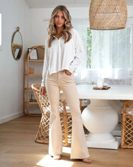 White Knit Long Sleeves Top