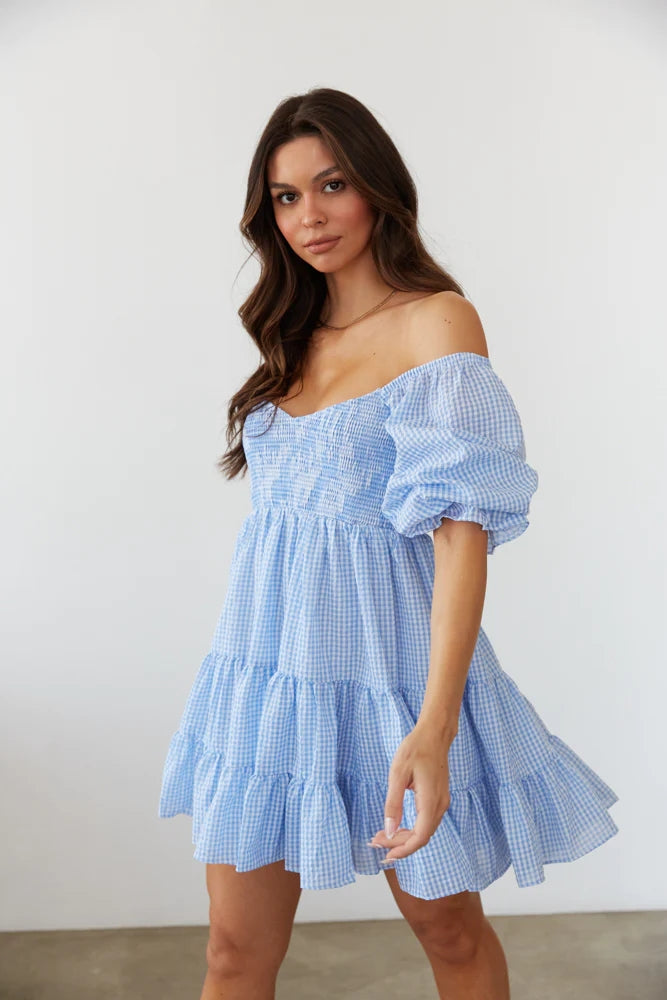 Blue Plaid Babydoll Mini Dress – Groovy Mimi
