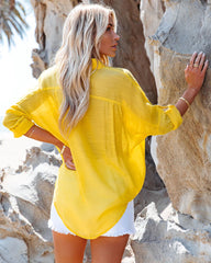 Yellow Solid Button Down Shirt