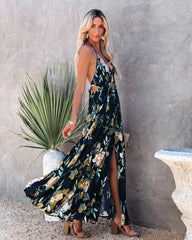 Green Floral Sleeveless Midi Dress