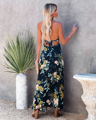 Green Floral Sleeveless Midi Dress