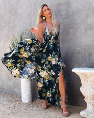 Green Floral Sleeveless Midi Dress