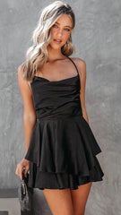 Black Cami Solid Rompers