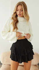 Cream Turtleneck Crop Sweater